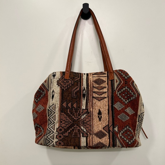 Street Level large 3 section boho print handbag - Picture 2 of 9